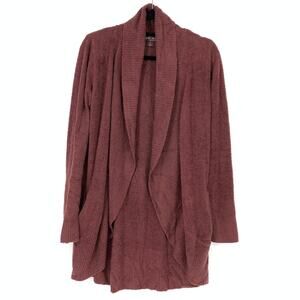 Barefoot Dreams Sweater Women's Size M Cozychic Lite Circle Cardigan Maroon